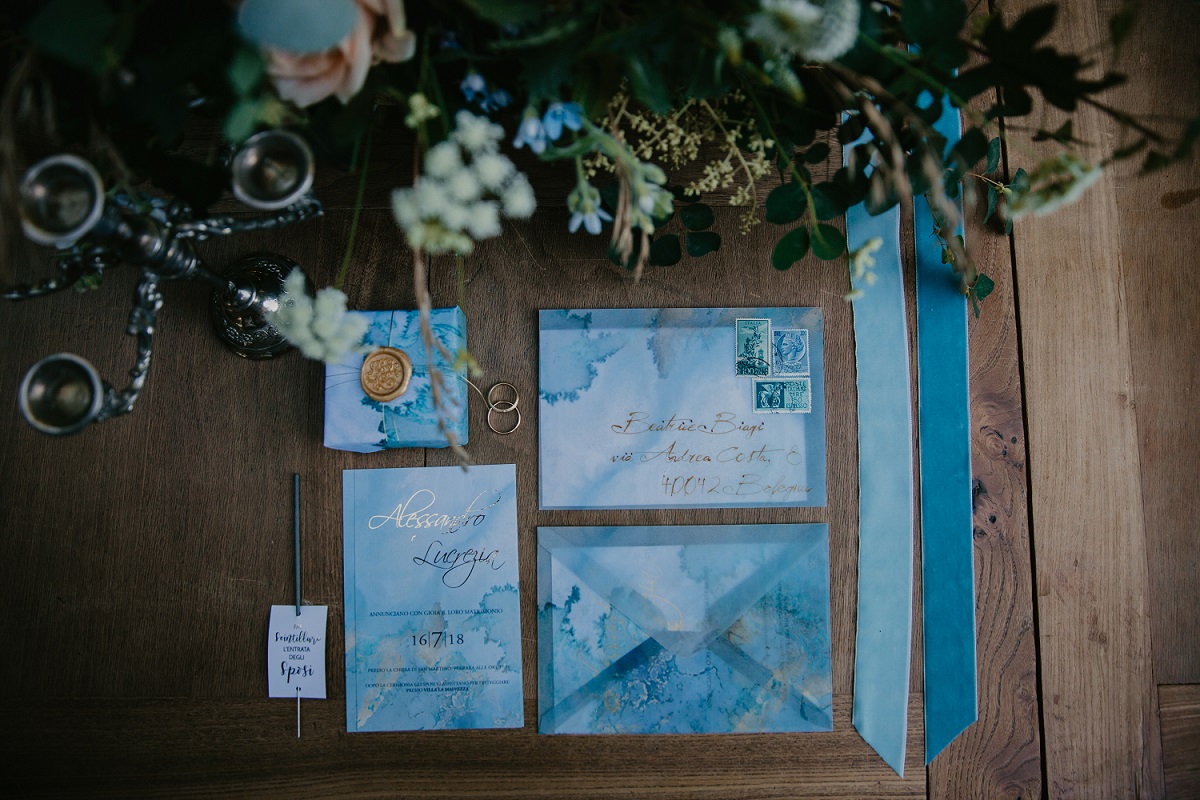 wedding graphic suite. pale blue wedding invitation